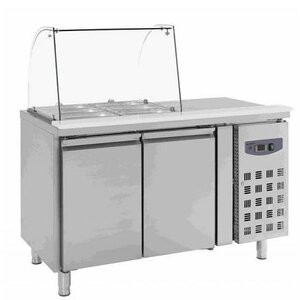 Combisteel Comptoir Réfrigéré Inox | 2 Portes | GN1/1 | 1360x700x1365(h)mm
