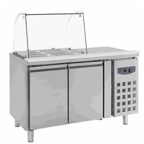 Combisteel Comptoir Réfrigéré Inox | 2 Portes | GN1/1 | 1360x700x1365(h)mm