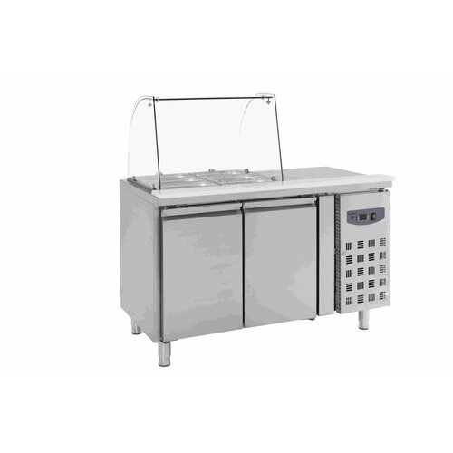 Combisteel Comptoir Réfrigéré Inox | 2 Portes | GN1/1 | 1360x700x1365(h)mm
