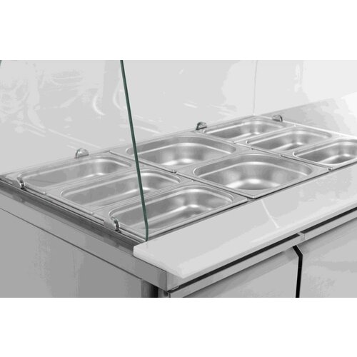 Combisteel Comptoir Réfrigéré Inox | 2 Portes | GN1/1 | 1360x700x1365(h)mm