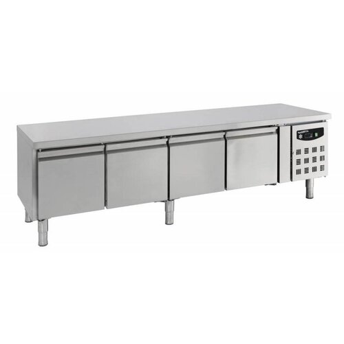 Combisteel Comptoir Réfrigéré Inox | 4 Portes | 2230x700x650(h)mm | Modèle Basse