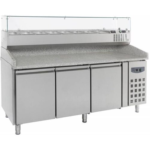 Combisteel Comptoir à Pizza Inox | 3 Portes | 2020x800x1000(h)mm