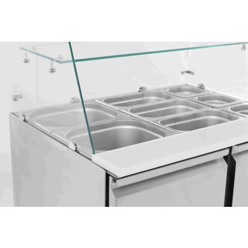Combisteel Saladette Inox | 2 Portes | Vitrine en Verre | 2,4kW | 900x700x850(h)mm