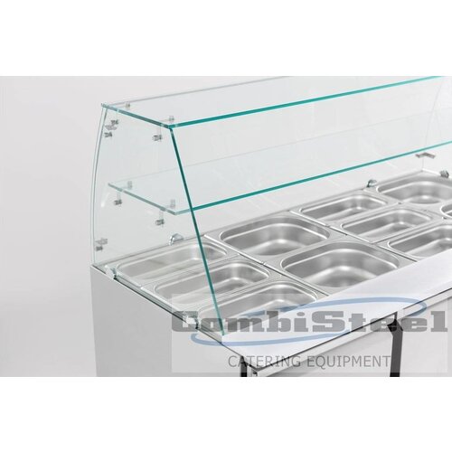 Combisteel Saladette Inox | 3 Portes | 4x GN1/1 | Vitrine en Verre | 1365x700x850(h)mm