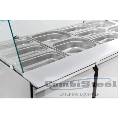 Combisteel Saladette Inox | 3 Portes | 4x GN1/1 | Vitrine en Verre | 1365x700x850(h)mm