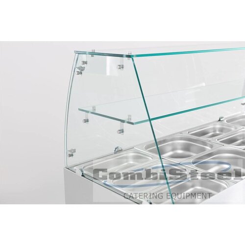 Combisteel Saladette Inox | 3 Portes | 4x GN1/1 | Vitrine en Verre | 1365x700x850(h)mm