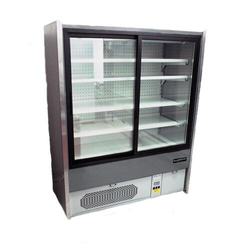 Combisteel Meuble Réfrigéré Gris | +1/+10°C | 4 Etagères | Portes Coulissantes |  Disponibles en 3 Largeurs