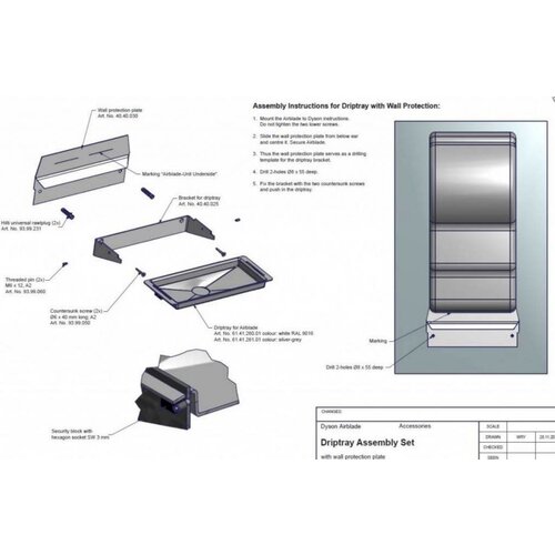 CHRselect Bac D'Égouttage Gris SANS Protection Murale | Pour AB14 Gris