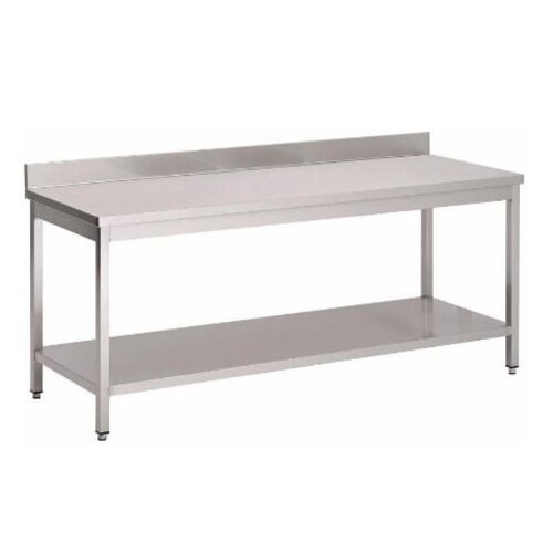 Gastro M Table de Travail Inox + Rebord + Étagère Basse | USAGE INTENSIF | 700(p)x850(h)mm | 8 Largeurs Différentes