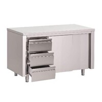 Meubles de Travail Inox + 3 Tiroirs | USAGE INTENSIF | 700(p)x850(h)mm | 5 Largeurs Différentes