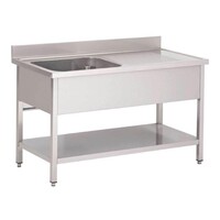 Table de Prélavage Inox | 1 Evier + Étagère Basse | USAGE INTENSIF | 700x850(h)mm | 3 Largeurs Différentes