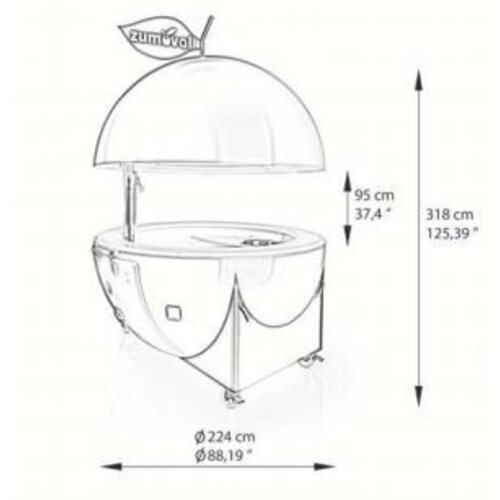 Zumoval Kiosque Zumoval | Roues, Lavabo, Approvisionnement d'Eau Inclus | Hauteur Ouvré 3.13m