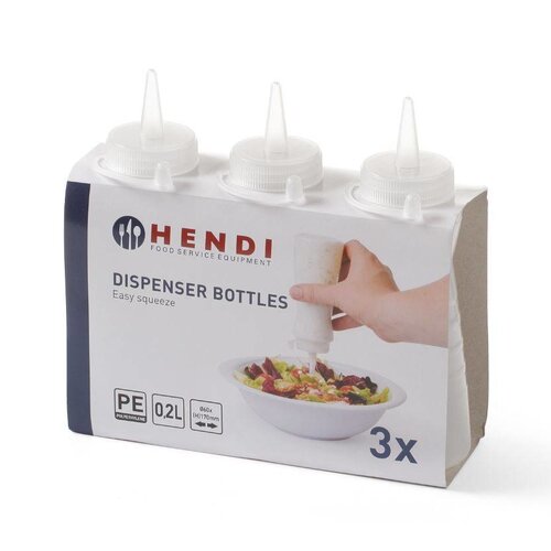 Hendi Lot de 3 Flacons Distributeur Easy Squeeze | Transparent | Disponibles en 3 Tailles