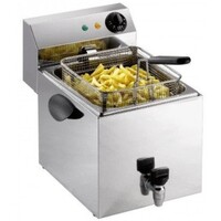 Friteuse Electrique | 8 Litres | 230V | Robin de Vidange et Panier Inclus | 260x450x340(h)mm