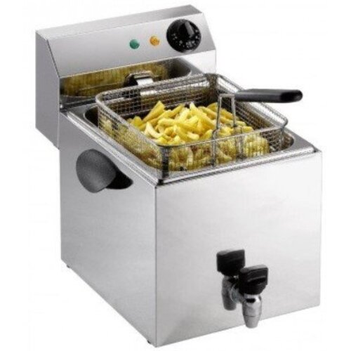 Saro Friteuse Electrique | 8 Litres | 230V | Robin de Vidange et Panier Inclus | 260x450x340(h)mm