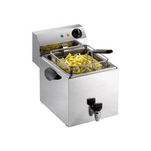 Saro Friteuse Electrique | 8 Litres | 230V | Robin de Vidange et Panier Inclus | 260x450x340(h)mm