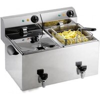 Friteuse Electrique | 2x8 Litres | avec Vidanges | 230V | Paniers Inclus | 550x430x350(h)mm