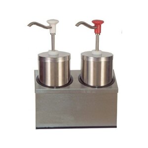 Saro Distributeur de Sauces INOX avec Poussoir | 2x 2,25 Litres