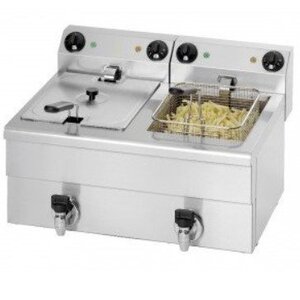 Saro Friteuse Electrique | 2x10 Litres | 230V | avec Vidanges | 680x480x250(h)mm