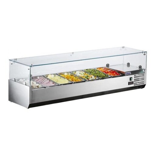 Saro Présentoir Saladette INOX | 7x 1/4GN | 1600x335x435(h)mm