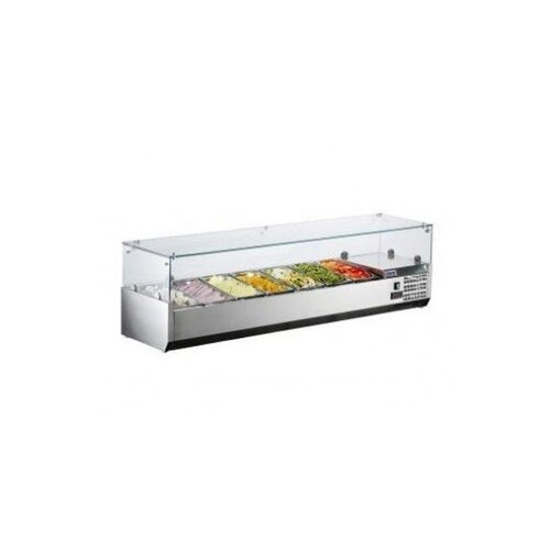 Saro Présentoir Saladette INOX | 7x 1/4GN | 1600x335x435(h)mm