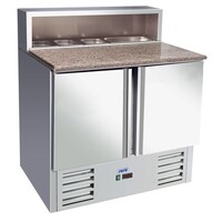 Comptoir à Pizza INOX | 2 Portes | Avec 5x 1/6GN | 900x700x1100(h)mm