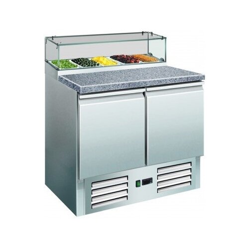 Saro Saladette Plan Granite | 2 Portes avec Présentoir 5x 1/6GN | 900x700x1180(h)mm