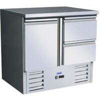 Comptoir Réfrigéré Inox | 1 Porte + 2 Tiroirs | Froid Ventilé | 900x700x850/880(h)mm