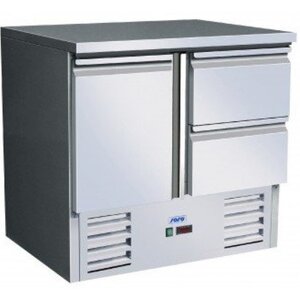 Saro Comptoir Réfrigéré Inox | 1 Porte + 2 Tiroirs | Froid Ventilé | 900x700x850/880(h)mm