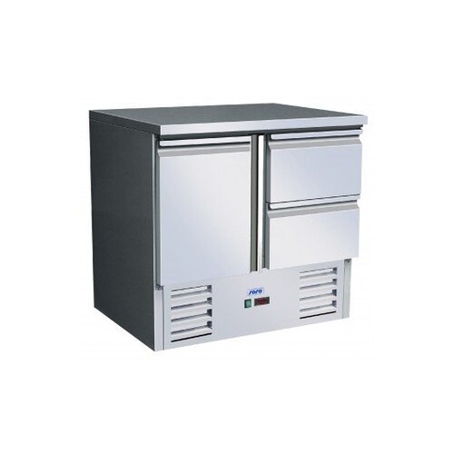 Saro Comptoir Réfrigéré Inox | 1 Porte + 2 Tiroirs | Froid Ventilé | 900x700x850/880(h)mm