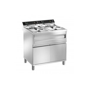 Saro Friteuse sur Meuble | 2x 9 Litres | 2x 6kW/400V | avec Vidange | 600x540x850(h)mm