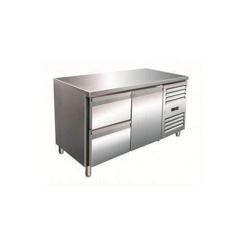 Saro Comptoir Réfrigéré INOX | 1 Porte + 2 Tiroirs | 1360x700x890/950(h)mm