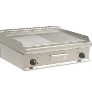 Saro Plancha Électrique | 1/2 Lisse 1/2 Rainurée | 10,8kW/400V | 800x700x270(h)mm