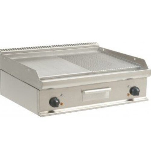 Saro Plancha Électrique | 1/2 Lisse 1/2 Rainurée | 10,8kW/400V | 800x700x270(h)mm