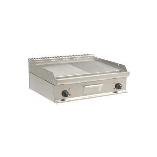 Saro Plancha Électrique | 1/2 Lisse 1/2 Rainurée | 10,8kW/400V | 800x700x270(h)mm