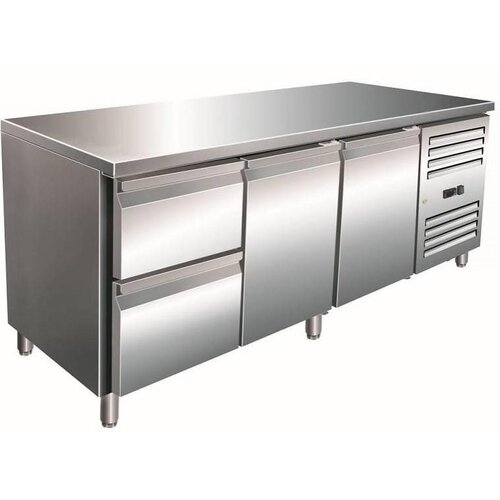 Saro Comptoir Réfrigéré INOX | 2 Portes + 2 Tiroirs | 1800x700x890/950(h)mm