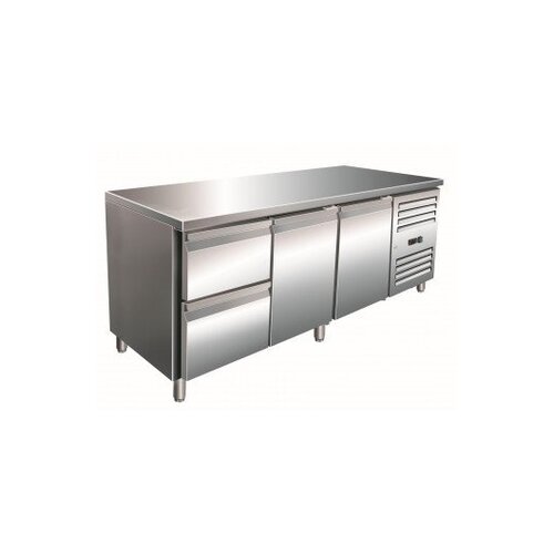 Saro Comptoir Réfrigéré INOX | 2 Portes + 2 Tiroirs | 1800x700x890/950(h)mm