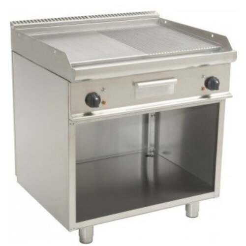 Saro Plancha Électrique sur Meuble | 1/2 Lisse 1/2 Rainurée | 10,4kW/400V | 800x700x270(h)mm