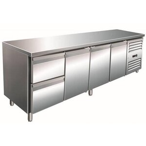 Saro Comptoir Réfrigéré INOX | 3 Portes + 2 Tiroirs | 2230x700x890/950(h)mm