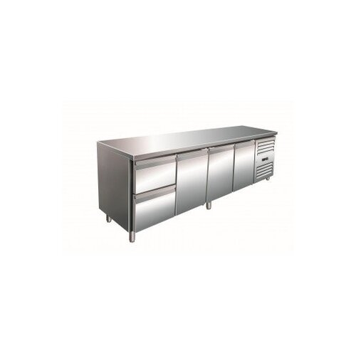 Saro Comptoir Réfrigéré INOX | 3 Portes + 2 Tiroirs | 2230x700x890/950(h)mm