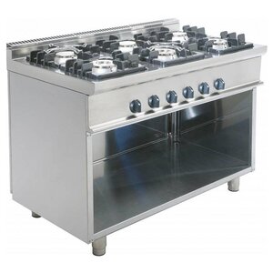 Saro Cuisinière Gaz sur Meuble Ouverte | 6 Feux | 3x 4,5kW + 3x 7,5kW | 800x700x850(h)mm