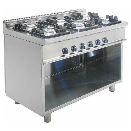 Saro Cuisinière Gaz sur Meuble Ouverte | 6 Feux | 3x 4,5kW + 3x 7,5kW | 800x700x850(h)mm