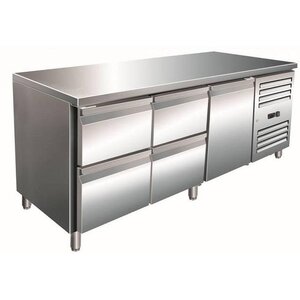 Saro Comptoir Réfrigéré INOX | 1 Porte + 2x2 Tiroirs | 1800x700x890/950(h)mm