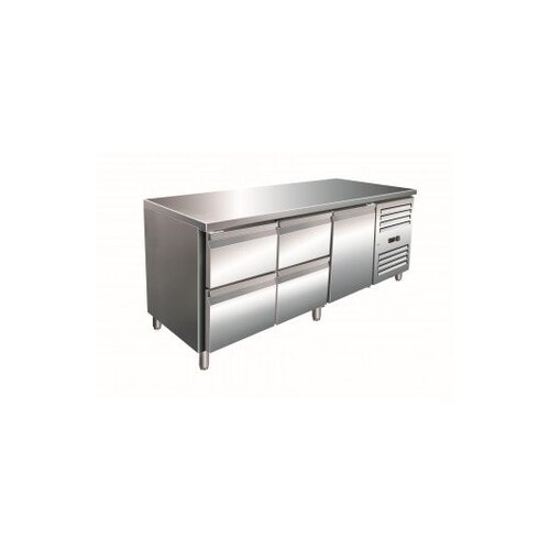 Saro Comptoir Réfrigéré INOX | 1 Porte + 2x2 Tiroirs | 1800x700x890/950(h)mm