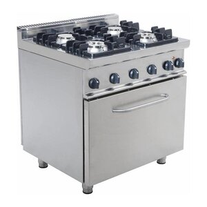 Saro Cuisinière Gaz sur Four Électrique | 4 Feux | 2x 4,5kW + 7,5kW | 800x700x850(h)mm