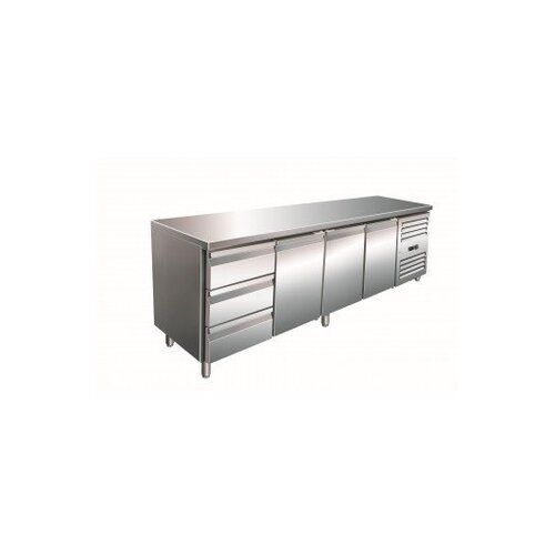 Saro Comptoir Réfrigéré INOX | 3 Portes + 3 Tiroirs | 2230x700x890/950(h)mm