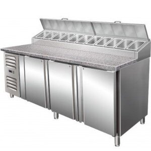 Saro Comptoir à Pizza XL | 3 Portes avec Présentoir 11x 1/3GN | 2000(l)x850x1140(h)mm