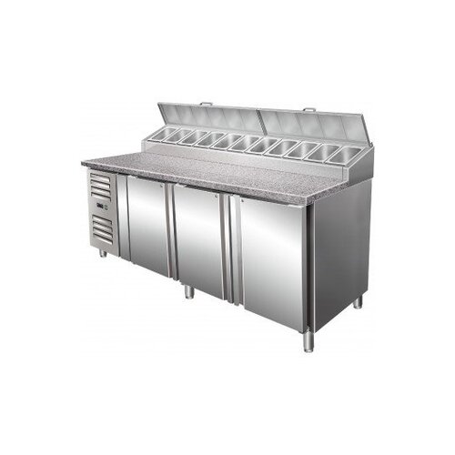 Saro Comptoir à Pizza XL | 3 Portes avec Présentoir 11x 1/3GN | 2000(l)x850x1140(h)mm