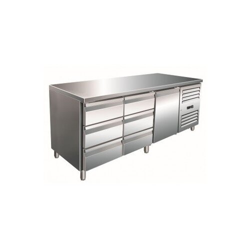 Saro Comptoir Réfrigéré INOX | 1 Porte + 2x3 Tiroirs | 1800x700x890/950(h)mm