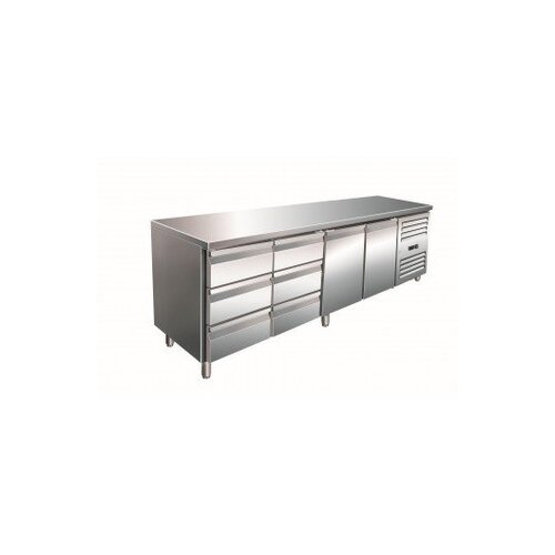 Saro Comptoir Réfrigéré INOX | 2 Portes + 2x3 Tiroirs | 2230x700x890/950(h)mm Saro Comptoir Réfrigéré INOX | 2 Portes + 2x3 Tiroirs | 2230x700x890/950(h)mm